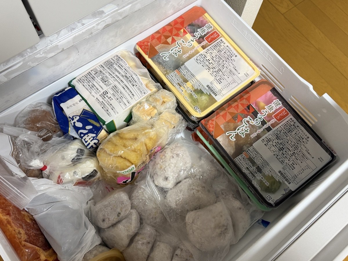 冷凍庫の引き出しに入れたところ